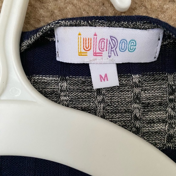 LuLaRoe Sarah duster sweater, gray and navy, size M - Picture 5 of 5